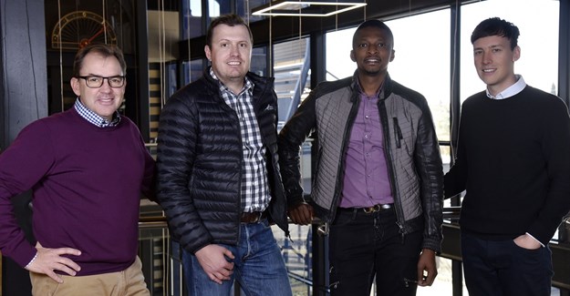 L-R: Wouter de Vos, CEO, Atterbury Property Fund; Rian Reyneke, CEO, Ithemba; Tebogo Mogashoa , group chairman, Talis Property Fund; and Carel Kleynhans, executive director, Ithemba