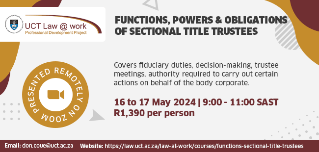 Functions, powers and obligations of sectional title trustees