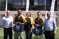 BESTmed supporting rugby in the Western Cape - from left BESTmed Regional Manager Barry Rykaart, Boland Rugby Union team physiotherapist Brent Martin, medical doctor Adele Lubbe, fitness trainer Victor Hendrikz and BESTmed Corporate Affairs General Manager Alan Fritz