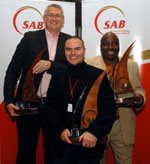 28th annual overall SAB Sports Journalists of the Year: Mark Gleeson of SuperSport (Television), Mark Keohane writing in Independent Newspapers and the IOL website (Print & Internet) and James Shikwambana of Munghana Lonene FM and SABC Sport (Radio). (Picture by Lettie Ferreira)