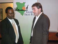 TTF's CEO, Dr. Dan Kagagi (left) and E-Tourism Africa MD, Damian Cook, during the formal announcement of a series of E-Tourism Workshops to be held on 3-6 June 2008. These workshops will address recovery strategies for the tourism sector following the post election crisis.