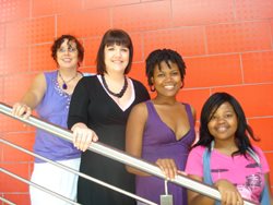 Vega copy navigators Roela Hattingh and Kate Binge, and 2008 Pendoring student winners, art director Trish Stewart and copywriter Mukondi Ralushayi.