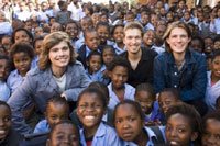 Zac, Isaac, and Taylor Hanson (left to right) at the South African Dilwayo School (Photo by Bryan Johnson)