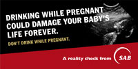 An outdoor ad focusing on foetal alcohol syndrome (FAS).