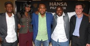 L-R: David Kau, Sonia Booth (representing her husband, Matthew Booth – who is currently out of the country), Robert Marawa, HHP and Hansa Pilsener Brand Campaign Manager, Guy Shand.