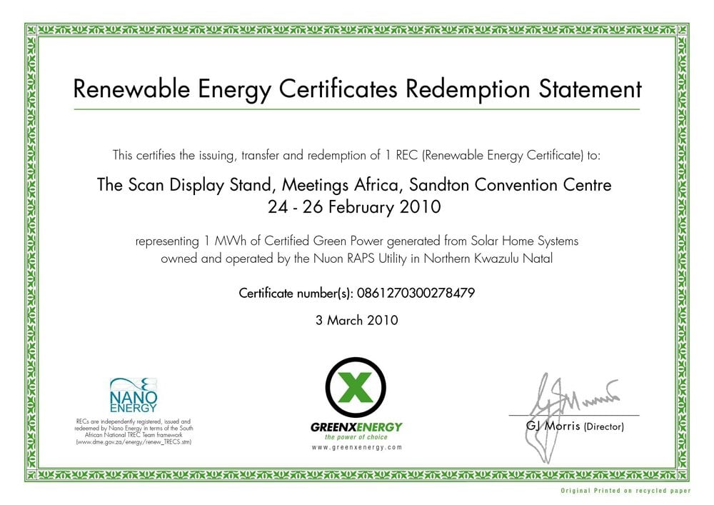 Industry first: Scan uses 'green energy' at Meetings Africa