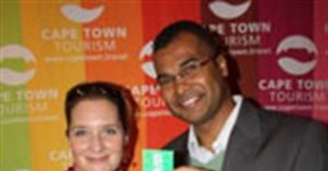 Mariette du Toit-Helmbold, Cape Town Tourism CEO and Enver Duminy, executive manager: Tourism Services of Cape Town Tourism showcase the 'Play it Safe in Cape Town&quot; condoms that were launched last week.