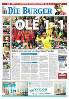 Editor Bun Booyen's favourite front page of Die Burger from the 2010 FIFA World Cup.