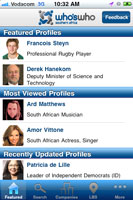 iPhone app for Who's Who SA