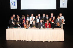 (Seated front l-r): IUFoST president, Geoffrey Campbell-Platt, Rosie Maguire (Immediate past president of SAAFoST) with the Global Food Award winners and President’s Award recipients.