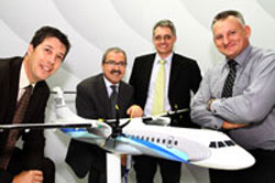 Ivan Lauthier (ATR vice president: training and flight operations), Guido Di Paolo (ATR sales director Africa) Erik Venter (Comair joint CEO) and Glen Warden (Comair: manager commercial operations and external training) celebrate the news of the new training centre.
