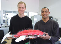 L to R: Pieter Cilliers and David van Staden show off their winning whale design