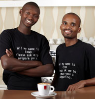 Fano Hlongwane (left) and Cebo Sithathu will be competing in the SCASA (Speciality Coffee Association of Southern Africa) Regional Barista Competition in November 2010.