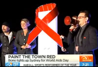 Bono lights up Sydney on World AIDS Day