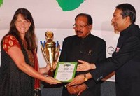 Louise van Rhyn was in Mumbai to receive the award on behalf of the team. The two gentlemen in the picture are Dr. M. Veerappa Moily, The Indian Union Minister of Corporate Affairs and Dr. Bhaskar Chatterjee, Director General & CEO, Indian Institute of Corporate Affairs.