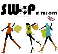 Swap clothes at swap party in the city