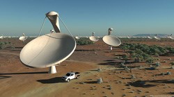 Artist's impression of the 15m x 12m Offset Gregorian Antennas within the central core of thr Square Kilometre Array. (Source: Swinburne Astronomy Productions for SKA Project Development Office; Author: SKA Project Development Office and Swinburne Astronomy Productions, via Wikimedia Commons)