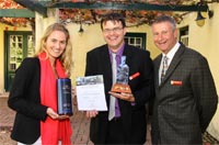 Caroline Sanders, Van Ryn’s brand manager; Derek Ramsden, winner of the 2012 Van Ryn’s Award for Brandy Excellence; and Andy Roediger of the Institute of Cape Wine Masters
