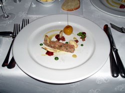 The first course: Compressed pork with apples and croissant crisp and paired with Paul Cluver Riesling.