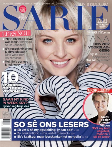Sarie's November issue features cover girl winner, Tana Ferreira