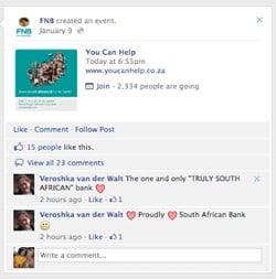 Some views on the FNB 'You Can Help' campaign