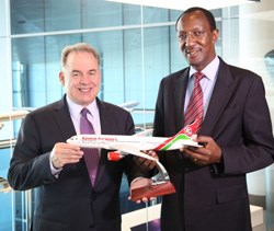 James Hogan, Etihad Airways President and Chief Executive Officer with Dr. Titus Naikuni, Managing Director and Chief Executive Officer of Kenya Airways.