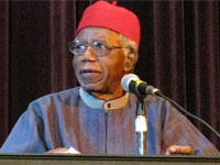 Chinua Achebe speaking at Asbury Hall, Buffalo, as part of the &quot;Babel: Season 2&quot; series by Just Buffalo Literary Center, Hallwalls, & the International Institute.