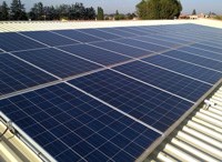 Array of photovoltaic panels supplying all the electric power to a Gauteng school.