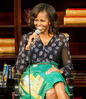 Michelle Obama during taping of MTV Base Meets Michelle Obama. Image courtesy of Leeroy Jason
