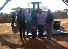 Turning the soil from left to right Alfeus Benjamin (CEO – Tsumeb Municipality); Pieter Reyneke (Reydev Holdings (Pty) Ltd); Mayor Ndangi Shetekela; Niël Freislinch (Eris Property Group); Nico Heunis (Forca)