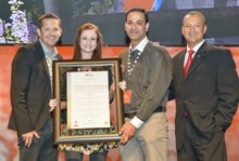 L - R: Doug Mayne (Primedia Lifestyle Group MD), Aileen Rodel (Gateway Theatre of Shopping Events Manager), Akash Maharaj (Gateway Theatre of Shopping Centre Manager) and Marius Muller (SACSC President).