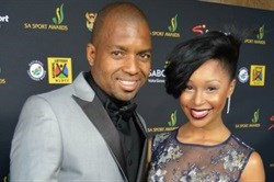 Sports Star of the Year Award winner Itmeleng Khune with girlfriend TV personality Minnie Dlamini