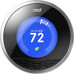 The Nest 'smart' thermostat can be controlled via cellphone and learns a user's personal preferences. Image: