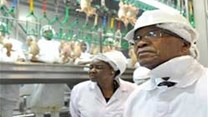 President Jacob Zuma inside the abattoir during his visit to Granfield. Image:
