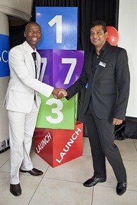 INTEC Brand Ambassador, Makhosi Khoza together with the CEO of INTEC College, Pranesh Rugnudan at the launch event.