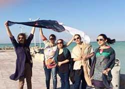 A group of Iranian women flouting the strict dress code demanded by morality police in Iran. Image: Facebook