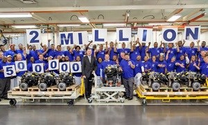 Production and Engine Plant employees celebrating the production of the 2 millionth engine and the 500 000th EA111 engine. Image: