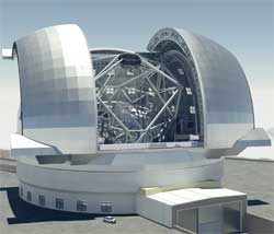 An artist's impression of the E-ELT, the world's largest telescope that will take 10 years to build. Image: Wikipedia