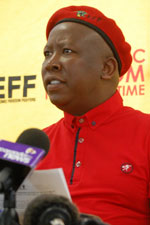 Julius Malema, EFF leader, has threatened to lead a protest to the SABC and burn TV licences there. (Image: EFF)