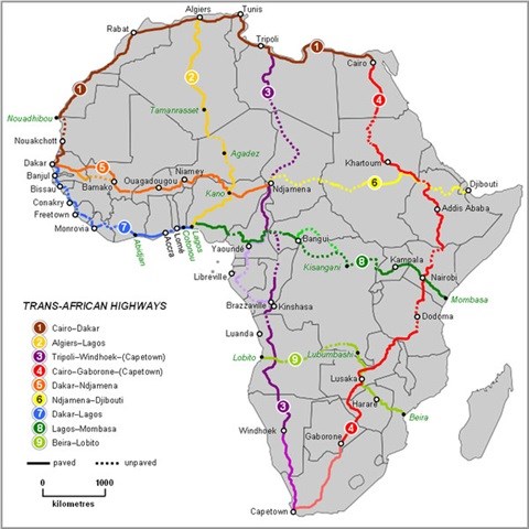 The highway consists of 9 different corridors that are designed to give every African country access to markets and ports(Image: UNECA)<br><br>Read more: http://www.mediaclubsouthafrica.com/economy/3956-stalled-on-the-trans-africa-highway#ixzz38wUEjHgZ