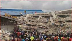 Part of the collapsed Synagogue Church of All Nations in Lagos where 67 South Africans were killed last week. Image: