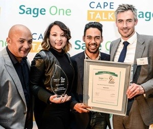 L to R: Kieno Kammies (CapeTalk breakfast host), winners Erin-Lee & Chad Petersen and Tim Harris (Chief of Trade and Investment for the City of Cape Town)