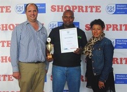 Johan Streicher, Manager of Freshmark, Shoprite Group; Mervyn Davies, Regional and Junior Category Manager Winner of Durbanville Hills; Erika Manho-Damons, Development Officer at Western Cape Department of Agriculture.