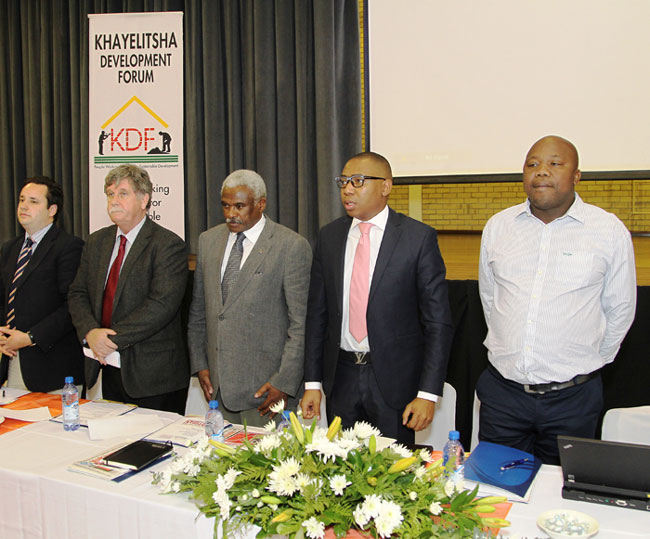 Garreth Bloor (Minister’s Office Representative), Cassie Kruger (FBC Principal), Zozo Siyengo (Chief Director FETC), Deputy Minister: Higher Education and Training Mduduzi Manana, Ndithini Tyhido (KDF Chairperson)