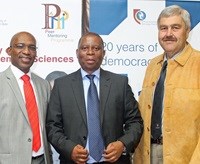 Professor Thandwa Mthembu, Vice-Chancellor and Principal, Dr Herman Mashaba, and Professor Albert Strydom, Dean: Faculty of Management Sciences