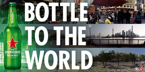 Giant Heineken 'Bottle to the World' tours Johannesburg