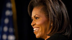 Michelle Obama showing how it's done... Showing warmth, sincerity and feeling by keeping her face animated. (Image: Public Domain)