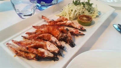 Queen Prawns, served in Lime, Paprika and Peri-peri dressing