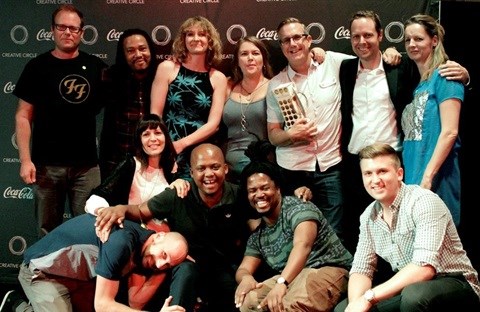 Ogilvy & Mather - 2014 Group Agency winners onstage collecting their trophy at the Creative Circle Awards held at the Venue in Johannesburg.
