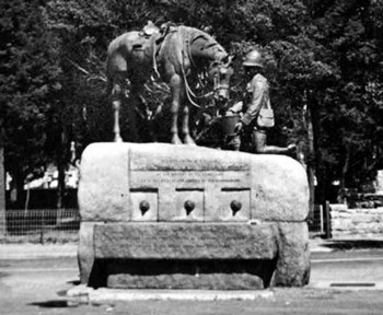 A memorial to horses... wantonly vandalised. (Image: Public Domain)